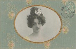 Art Nouveau Embossed Beautiful Girl  Gold Silk OPF Card - Antes 1900