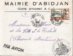 A O F SEUL SUR  LETTRE DE MAIRIE D'ABIDJAN 1956 - Storia Postale