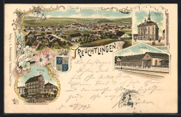 Lithographie Treuchtlingen, Bahnhof, Rathhaus, Schloss  - Andere & Zonder Classificatie