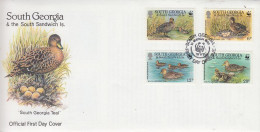 South Georgia 1992 WWF/Teals 4v FDC (GS206) - Géorgie Du Sud