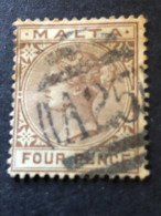 MALTA  SG 27  4d Brown FU - Malte (...-1964)