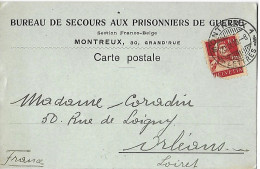 Carte Postale - Bureau Secours Aux Prisonniers De Guerre - Cad MONTREUX 20 IX 18 - Section Franco-Belge De Berne - Cartas & Documentos
