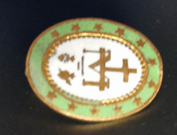 Broche Religieuse Doré Début XXe "Notre-Dame De La Médaille Miraculeuse" Religious Brooch - Religion & Esotérisme
