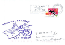 ENVELOPPE AVEC CACHET B.P.C. TONNERRE - ZONE DE LA LIGNE LE 28/6/2010 - Naval Post