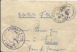 FRANCE / MAROC LETTRE FM CACHET VIOLET DE HAUTE MOULOUYA POUR FINHAN ( TARN ET GARONNE ) DE 1923 LETTRE COVER - Covers & Documents