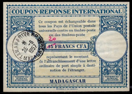 MADAGASCAR  Lo15  20 / 15 FRANCS CFA International Reply Coupon Reponse Antwortschein IRC IAS  O TANANARIVE 25.06.57 - Storia Postale