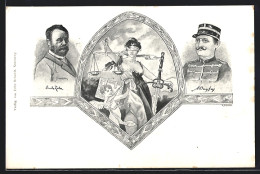 Künstler-AK Affaire Dreyfus, Emile Zola Und Dreyfus Nebst Justizia Und Engel  - Jewish