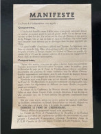 Tract Presse Clandestine Résistance Belge WWII WW2 'Manifest' Le Front De L'Independance... Printed On Both Sides - Documenten