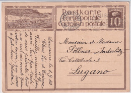 Bildpostkarte Vallorbe - Gelaufen 1930 Ab Lausanne Nach Lugano - Stamped Stationery