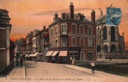 Pont L'évêque - Le Pont Sur La Touques Et L'abside De L'église - Horlogerie LEBARON - Pont-l'Evèque