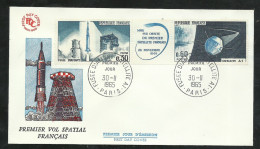 FDC  Lettre Premier Jour Illustrée  N° 1465A  Paris 30/11/1965 Fusée Diamant Et Satellite A1  B/TB Voir Scan Soldé ! ! ! - 1960-1969