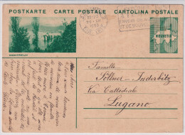 Bildpostkarte Montreux - Gelaufen 1933 Ab Lausanne Nach Lugano - Stamped Stationery