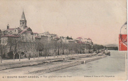 XXX -(07) BOURG SAINT ANDEOL - VUE GENERALE PRISE DU PONT - CARTE COLORISEE - EDIT. BRUN ET Cie , CARPENTRAS  - 2 SCANS - Bourg-Saint-Andéol