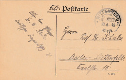 4935 38 Feldpostkarte 18-06-1916 Halle (saale 2)- Berlin. Absender Dr Schulze, Krankenpfleger Deutsche Lazarettzug Vau.  - War 1914-18