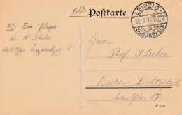 4935 42 Feldpostkarte 30-06-1916 Leipzig Schönefeld- Berlin. Absender Dr Schulze, Krankenpfleger Deutsche - War 1914-18