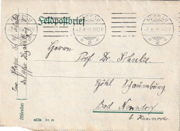 4935 48 Feldpostbrief 24-07-1916 Passau 2- Bad Nenndorf. Absender Dr Schulze, Krankenpfleger Deutsche Lazare - War 1914-18