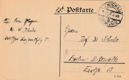 4935 55 Feldpostkarte 19-09-1916 Zwickau (sachsen 2)- Berlin. Absender Dr Schulze, Krankenpfleger Deutsche Lazaret - War 1914-18
