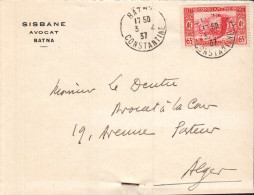 ALGERIE LETTRE A EN TETE DE BATNA POUR LA FRANCE 1937 - Cartas & Documentos