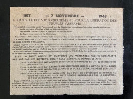 Tract Presse Clandestine Résistance Belge WWII WW2 '1917 - 7 Novembre - 1943' Printed On Both Sides - Documenten