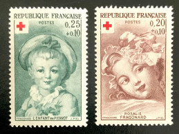 1962 FRANCE N 1366/67 CROIX ROUGE ROSALIE FRAGOGNARD ET ENFANT AU PIERROT - NEUF** - Neufs