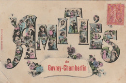 XXX -(21) AMITIES DE GEVREY CHAMBERTIN - CARTE FANTAISIE - LETTRES MULTIVUES COULEURS  - 2 SCANS - Gevrey Chambertin