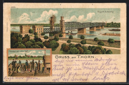 Lithographie Thorn, Eisenbahnbrücke, Flissaken Auf Ihrer Traft  - Westpreussen