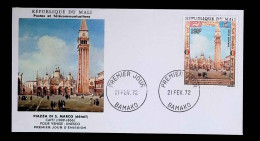 CL, FDC, Premier Jour, République Du Mali, Bamako, 21 Fev. 1972, Caffi, Piazza Di S. Marco, Pour Venise-UNESCO - Mali (1959-...)