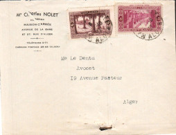 ALGERIE AFFRANCHISSEMENT COMPOSE SUR LETTRE POUR LA FRANCE 1937 - Cartas & Documentos