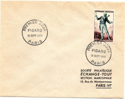 ECRIVAIN / BEAUMARCHAIS = 75 PARIS 1953 = CACHET PREMIER JOUR N° 957 FIGARO Sur ENVELOPPE ENTIERE - Schrijvers