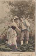 XXX - " EPOUX OBSERVEZ LE DICTON..." -  BEBE GARCON DANS LES CHOUX ET FILLE SOUS LES ROSES - LOT 5 CPA COLORISEES  - Koppels