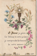 XXX  -  IMAGE PIEUSE SUR PAPIER PARCHEMIN ( 04/05/1899 )- VOLUTE DE FLEURS CHAMPETRES  - 2 SCANS - Andachtsbilder