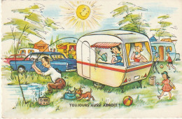 XXX - " TOUJOURS AUSSI ADROIT " - PARTIE DE PECHE AU CAMPING - ILLUSTRATEUR  - 2 SCANS - Zeitgenössisch (ab 1950)