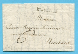 Faltbrief Von Utzisdorf Nach Neuchâtel 1833 - Gestempelt Rte De Soleure - ...-1845 Vorphilatelie