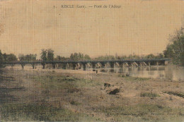 XXX -(32) RISCLE - PONT DE L' ADOUR - CARTE TOILEE COLORISEE - 2 SCANS - Riscle