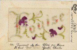Carte Brodée Prénom Louise Ecrite De Mardeuil Marne 1916 Pensée . Embroidered Silk - Nombres