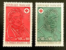 1972 FRANCE N 1735/36 CROIX ROUGE NICOLAS DESGENETTES - FRANÇOIS BROUSSAIS - NEUF** - Unused Stamps