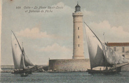 XXX -(34) CETTE ( SETE )- LE PHARE SAINT LOUIS ET BATEAUX DE PECHE - CARTE COLORISEE - 2 SCANS - Sete (Cette)