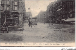AJTP3-75-0392 - INNONDATION - Hotel Terminus Et Rue Saint-Lazarre  - Inondations De 1910