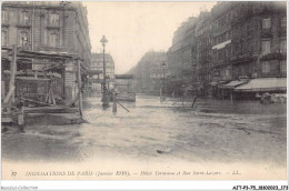 AJTP3-75-0379 - INNONDATION - Hotel Terminus Et Rue Saint-Lazare  - Inondations De 1910