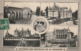 XXX - SOUVENIR DES CHATEAUX DE TOURAINE - CARTE MULTIVUES - 2 SCANS - Châteaux