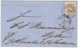 Hamburg Brief Mit Mi.-Nr.18a Als EF. Orig. Gelaufen Hamburg 3/6 1867 Nach Eybau über Ober Oderwitz, Feinst - Storia Postale
