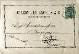 CARTOLINA COMMERCIALE FORMATO GRANDE ANNO 1881  GIACOMO DE ANGELIS N. 8006 - Messina