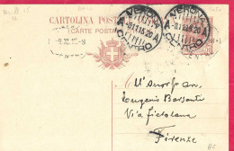 INTERO CARTOLINA POSTALE LEONI C. 10 (INT. 36/15) DA VERONA *8.11.15* PER FIRENZE - Entiers Postaux