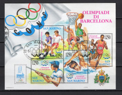 1992 SAN MARINO BF 35 USATO Partecipazione Atleti Sammarinesi XXV Olimpiadi Di Barcellona, Sport - Blokken & Velletjes