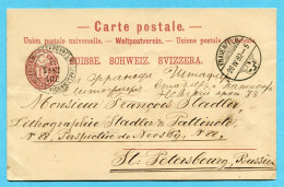 Postkarte Von Frauenfeld Nach St. Petersbourg 1882 - Interi Postali