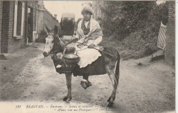 XXX -(60) BEAUVAIS - ENVIRONS - SCENES ET COSTUMES - "  ALLONS VOIR NOS PRATIQUES "- JEUNE FEMME AVEC COIFFE SUR ANE  - Personen