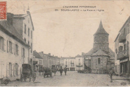 XXX -(63) BOURG LASTIC - LA PLACE ET L' EGLISE - ANIMATION - 2 SCANS - Otros & Sin Clasificación