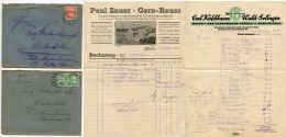 Germany 1925 2 Covers W/ Letters & Invoices; Vohwinkel To Ostenfelde; 5pf. & 10pf. German Eagle & Rhineland - Briefe U. Dokumente