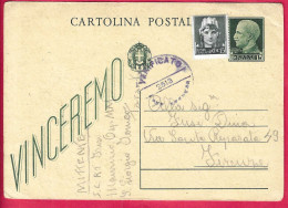 INTERO CARTOLINA POSTALE VINCEREMO C. 15+ C.15 - TIMBRO CENSURA - NON TIMBRATA - Poststempel