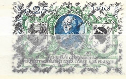 FRANCE N° 1572 25 VERT BLEU ET NOIR BICENTENAIRE DU RATTACHEMENT DE LA CORSE A LA FRANCE PARA OBLITERE AVEC GOMME - Unused Stamps